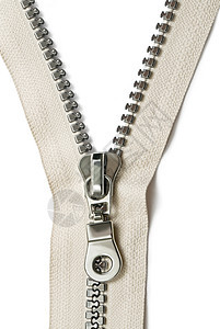 孤立的拉链金属缝纫离别纺织品联盟裁缝压缩水平白色图片
