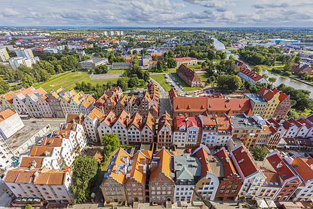 Elblag 空中视图蓝色景观天线房子晴天建筑天空市中心建筑学旅行图片