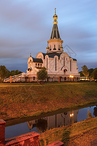 加里宁格勒亚历山大内夫斯基教堂市中心景观建筑学天际蓝色房子天空街道地标全景图片