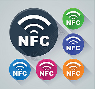 带有 shado 的 nfc 圆圈图标绿色蓝色紫色网络支付粉色电话橙子图片