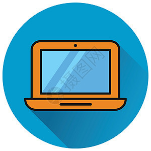 笔记本电脑圈蓝色平面 ico背景图片