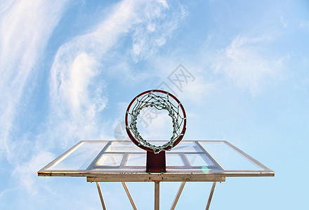 蓝天空空篮球篮图片