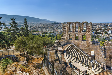 的Odeon 希腊雅典剧院剧场文化旅行蓝色地标历史性古董历史旅游图片