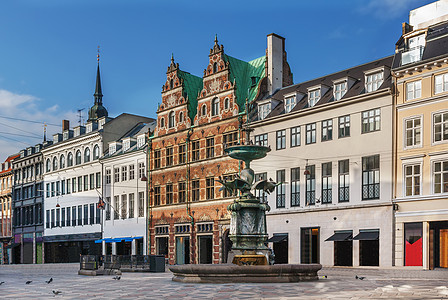 Amagertorv Amager广场 丹麦哥本哈根旅行景观喷泉地标地方建筑正方形旅游历史性吸引力图片