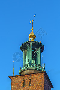 瑞典斯德哥尔摩市政厅首都旅游蓝色皇冠城市大厅旅行红色历史建筑学图片