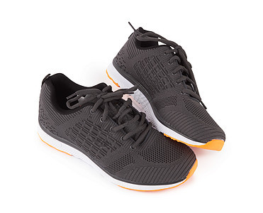 孤立的灰色运动鞋健身房橡皮衣服鞋带训练活动鞋类黑色跑步运动图片