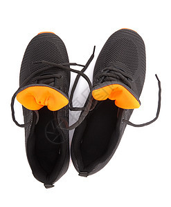 孤立的灰色运动鞋白色跑步鞋带男人健身房培训师活动网球橡皮训练图片
