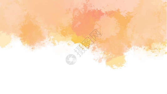 纹理背景和 web 横幅设计的橙色水彩背景晴天笔触刷子绘画白色液体黄色染料水彩画插图背景图片