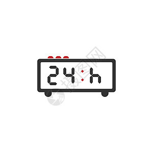 24 小时图标标志矢量图设计商业红色插图时间服务圆圈小时工作零售徽章图片