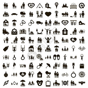 100 个家庭图标集简单样式图片