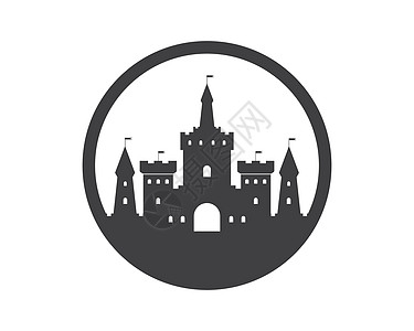 堡垒公园城堡标志图标矢量插图设计旗帜游戏公主品牌故事幻想盾牌建筑建筑学盔甲插画