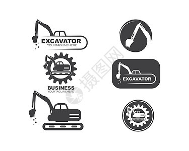 挖掘机图标标志矢量设计运输汽车机械施工服务机器工程车辆工作插图图片
