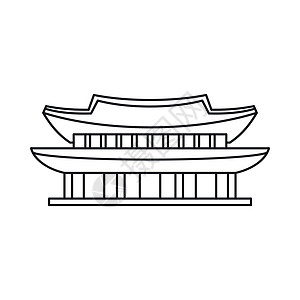 韩国东大门景福宫首尔图标大纲样式插画