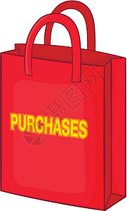 购物图标卡通风格的红色袋子图片