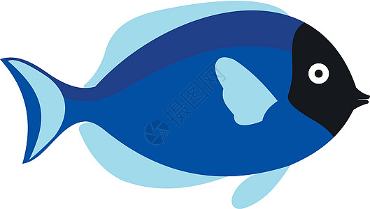 平面样式中的蓝色鱼图标图片