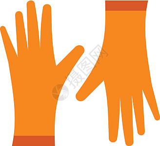 一对橙色橡胶手套图片