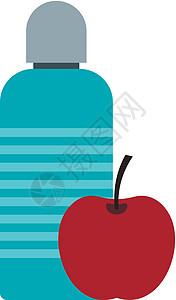 一瓶水和红苹果图片