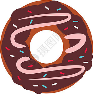 平面样式中的巧克力甜甜圈图标图片