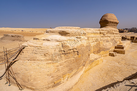 吉萨的伟大斯芬克斯旅行狮身人面世界法老金字塔游客历史历史性沙漠图片