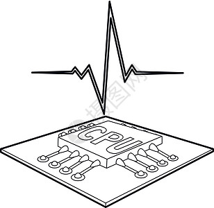 带有心跳图标轮廓样式的 CPU图片
