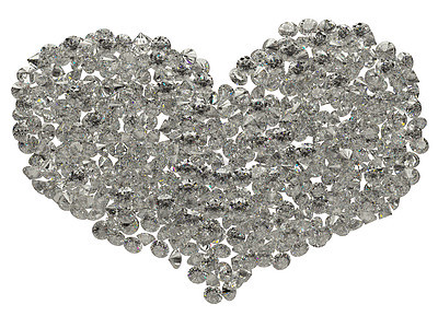 孤立的大型闪亮钻石心脏形状图片