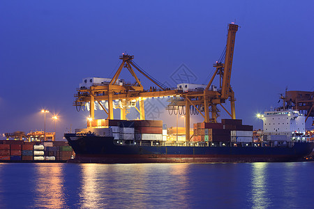 起重桥集装箱海洋运输机器贸易支撑船运码头货运加载图片