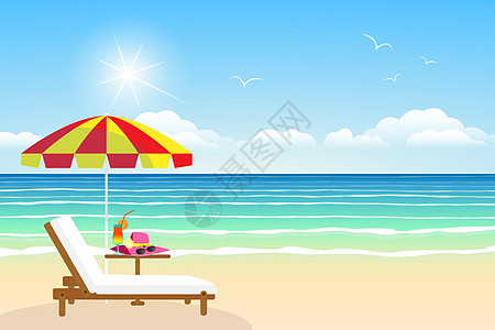 天堂海滩椅子太阳镜旅游帽子海洋地平线海浪海岸旅行热带图片