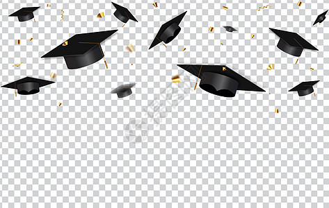教育概念背景 毕业帽和五彩纸屑 它制作图案矢量图砂浆投掷大学空气帽子学生流苏学校智慧白色图片