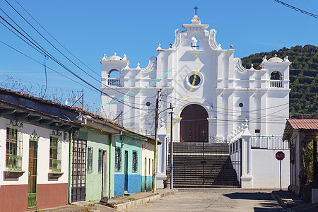 萨尔瓦多阿帕内卡教堂房子建筑学天空全景花路晴天城市教会蓝色地标图片
