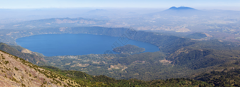 萨尔瓦多科特佩克湖蓝色火山全景天线地标公园荒野旅行天际天空图片