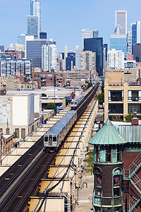 前往芝加哥市中心的列车火车图片