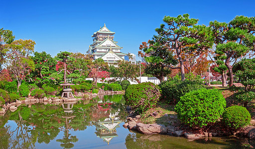 大阪城大阪城堡 秋叶观光建筑植物群花园吸引力建筑学场景风景旅行旅游图片