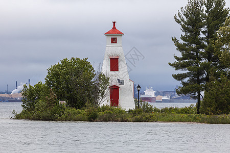 由安大略休伦湖灯塔制作衬套白色地标旅行灯塔建筑图片