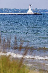 伯林顿运河码头灯塔 安大略湖旅行地标灯塔码头建筑白色图片