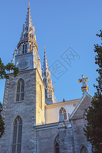 渥太华巴西 巴西大教堂圣母修女会市中心历史性天空天际建筑日落街道景观首都地标图片
