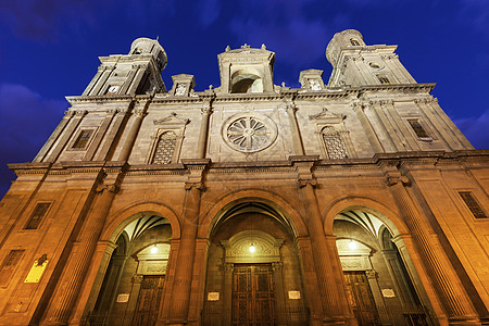 圣安娜拉斯帕尔马斯大教堂全景景观天空大教堂城市教会建筑市中心历史性天际图片