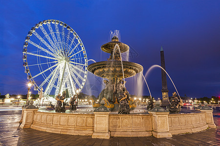巴黎和谐之地和Ferris轮摩天轮天际全景路灯建筑车轮街道市中心正方形景观图片