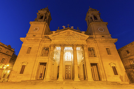 潘普洛纳圣玛丽亚教堂大教堂天空旅行天际灯光地标文化建筑学景观建筑图片