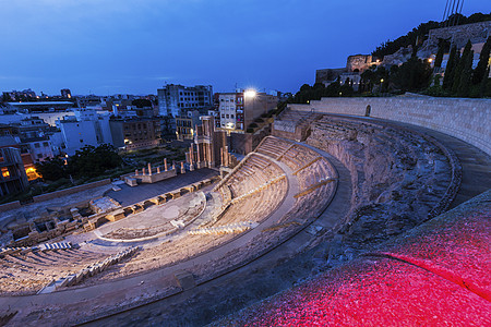 卡塔赫纳的罗马剧院市中心地标街道建筑学建筑城市蓝色旅行景观文化图片