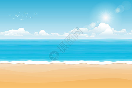 热带海景晴天海滩阳光假期太阳海洋插图支撑地平线旅行图片