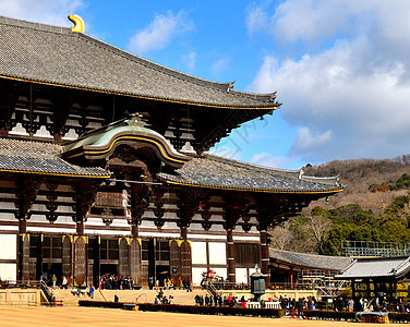 Todai Ji寺的外部观点地标神社建筑学纪念碑文化寺庙公园大佛旅游大厅图片