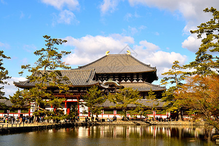 Todai Ji寺的外部观点公园宗教寺庙观光大佛神社世界遗产建筑学游客图片