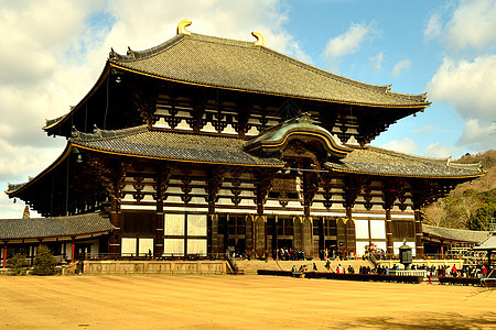 Todai Ji寺的外部观点神社纪念碑文化地标建筑学世界旅行佛教徒大厅雕像图片