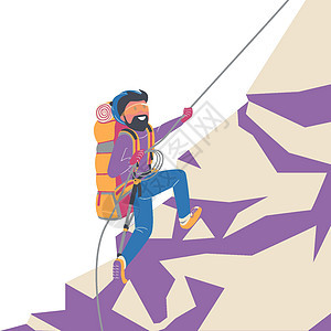 登山者在山上登山与徒步旅行穿着极限运动活动图片