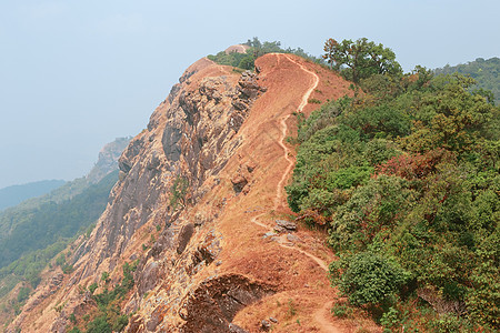 泰国清迈Monjong山顶的黄色田地天空游客山脉土井远足阳光森林顶峰场景旅行图片