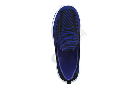 蓝色 紫色口音在白色的底片上 运动鞋在白色背景上赛跑者培训师青年蕾丝带子运动橡皮鞋类跑步训练背景图片