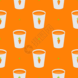 维生素胡萝卜汁玻璃杯简单无缝图案背景 矢量图 Eps1饮食健康果汁墙纸打印织物橙子卡通片蔬菜菜单图片