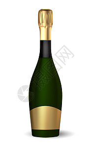 逼真的 3D 香槟绿瓶图标 矢量图 Eps1包装金子空白产品饮料插图玻璃绿色庆典标签图片