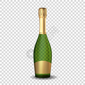 逼真的 3D 香槟绿瓶图标 矢量图 Eps1玻璃派对小样金子空白标签瓶子包装玫瑰酒精图片