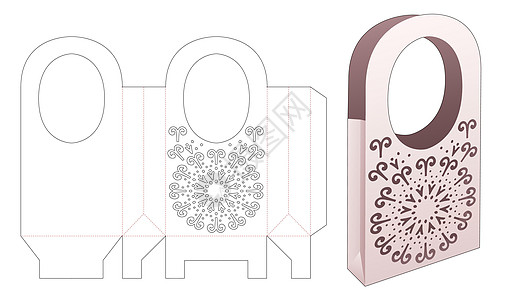 带曼陀罗模具模切模板的纸板提手袋图片